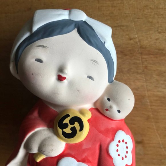 Figurine 4.5” Mother & Baby Japanese Hakata Doll - Picture 5 of 7